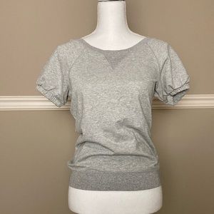 Marc Jacobs Silver Metallic Short Sleeve OC Mischa Barton Sweatshirt Top XS 0 2